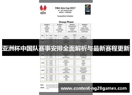 亚洲杯中国队赛事安排全面解析与最新赛程更新 亚洲杯中国队赛事安排全面解析与最新赛程更新